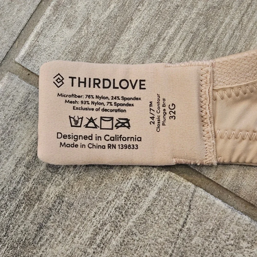 ThirdLove 24/7 Classic Contour Plunge‎ Bra Size 32G Beige Mesh Underwire Comfort